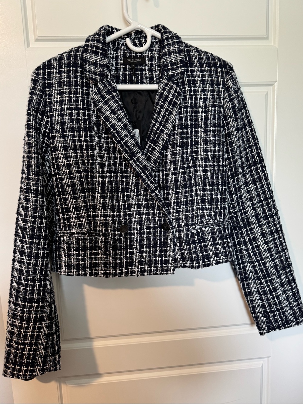 NWT Rag & Bone Elvy Tweed Blazer, Navy Multi, Size 4